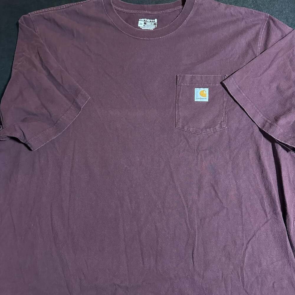 Carhartt K87 Pocket T-Shirt male Size 3XL Burgundy Loose Fit workwear, casual,